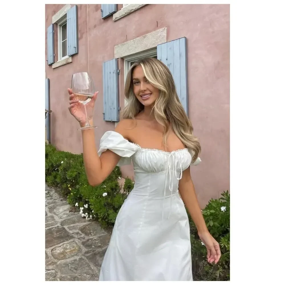 House of CB Felizia White Puff Sleeve Maxi Sundress Size XS - Picture 6 of 16